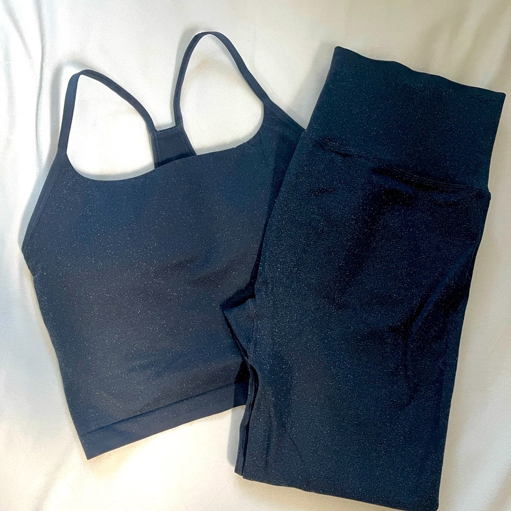 All in Motion Shimmer Navy Sports Tank and Leggings